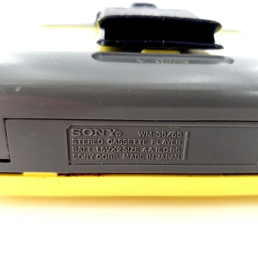 Sony Walkman WM-68 Stereo Cassette Player w/ Clip Yellow Brand New Belts Tested